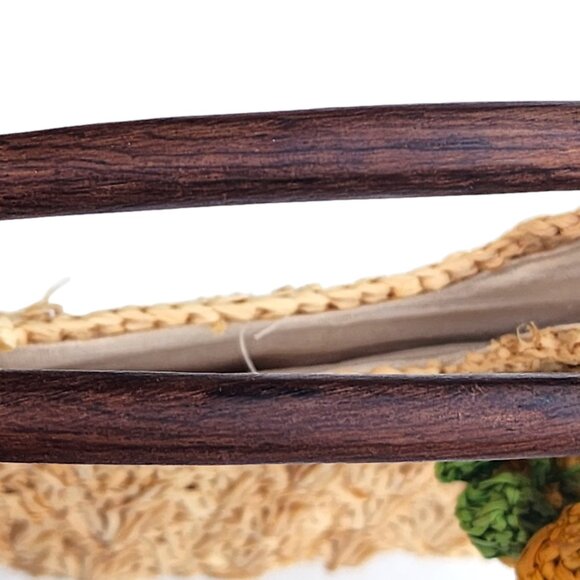 Mar Y Sol Isla Crochet Raffia Circle Clutch with Pineapple Charm, Natural - Picture 8 of 8